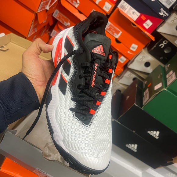 - Adidas tennis shose barricade for men size 7.5 color black white ted - Picture 3 of 7